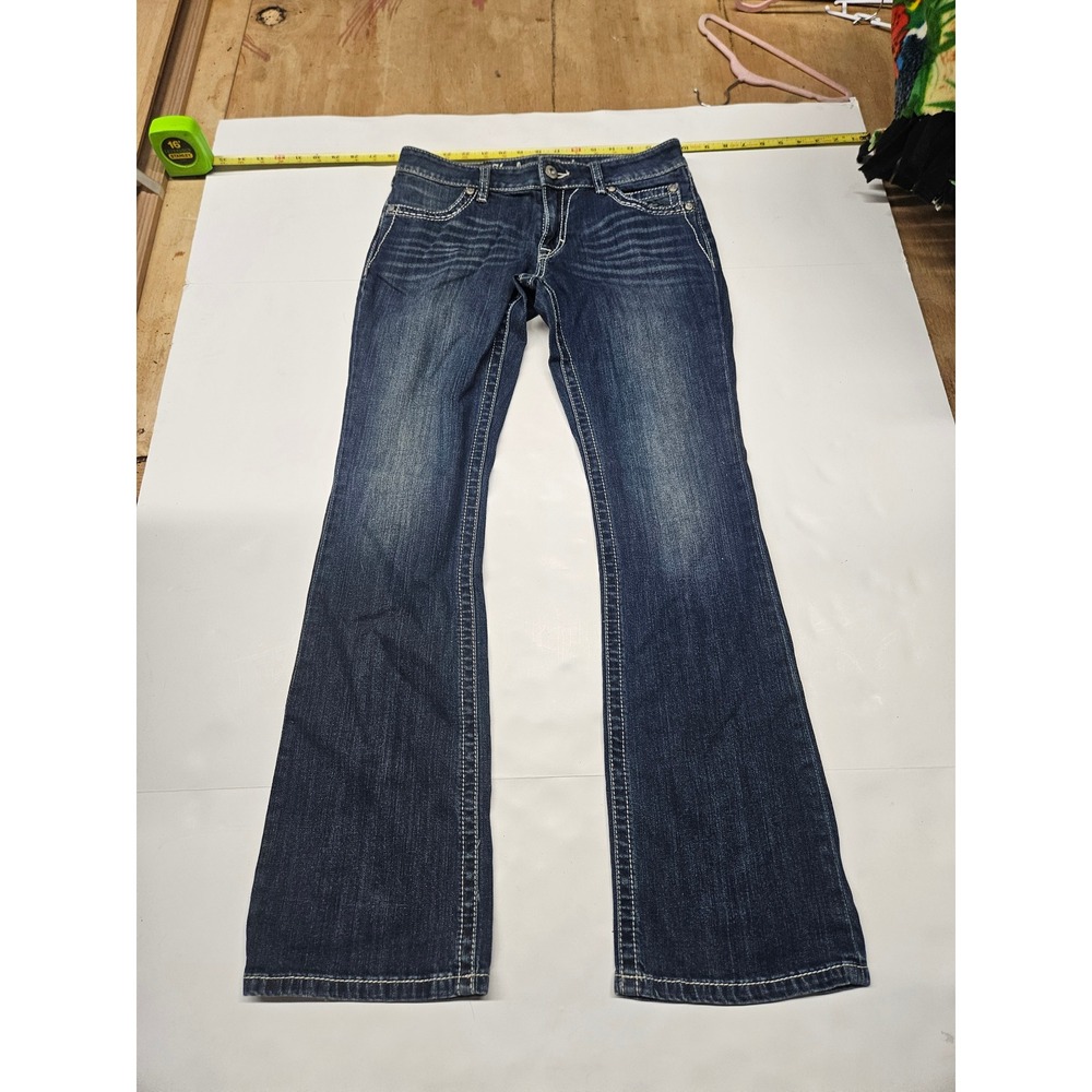 Harley Davidson Womens Bootcut Jeans Dark Wash Studded Logo Size 6 Read
